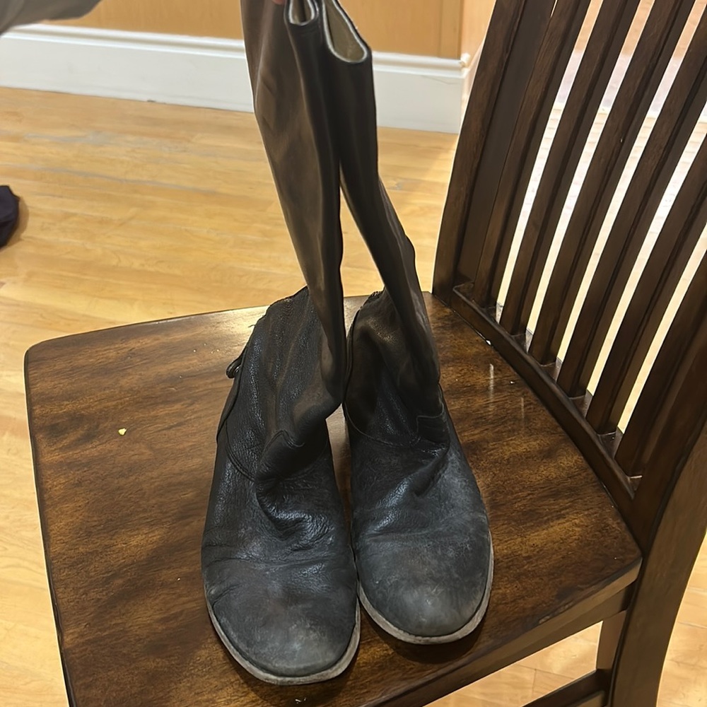 Back Zip Leather Frye Boots